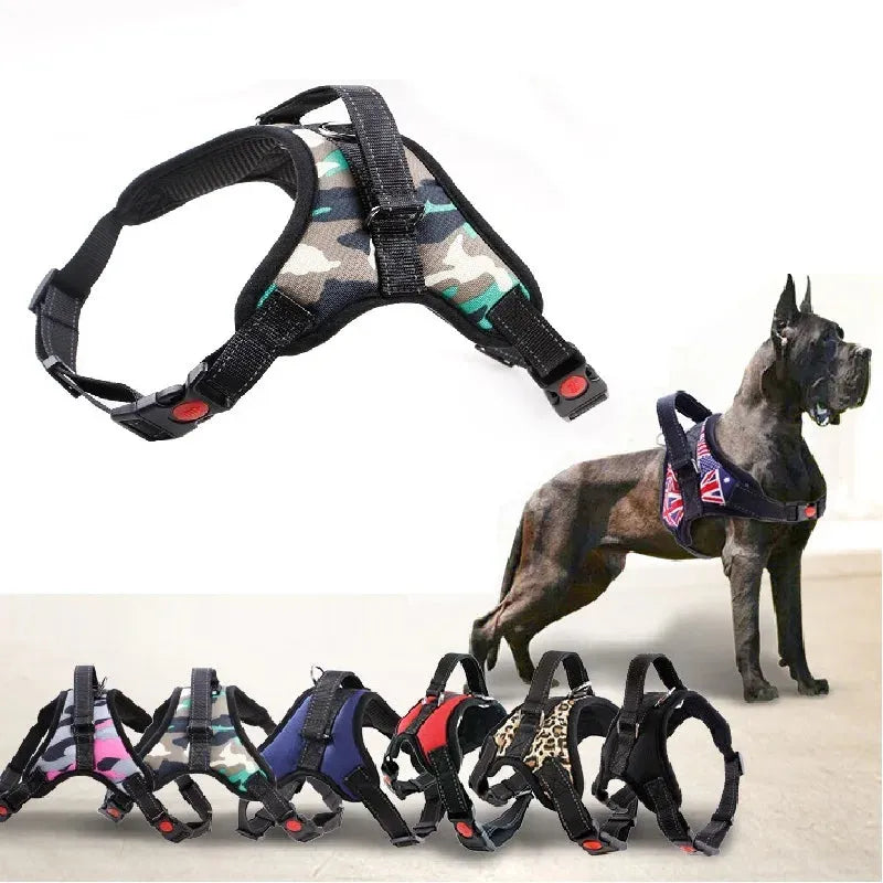 Nylon Heavy Duty Dog Pet Harness Collar Adjustable Padded Extra Large Medium Small Dog Harnesses Vest Husky Big Dogs Products - petguardiansupplies