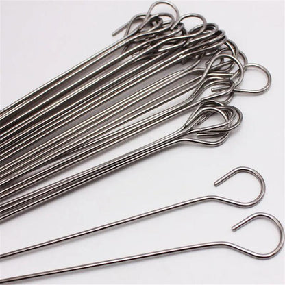 10pcs meat goose Round Roast Skewers Stick Stainless Steel BBQ Needle Barbeque Skewers Kitchen Utensils Outdoor Camping Picnic - petguardiansupplies