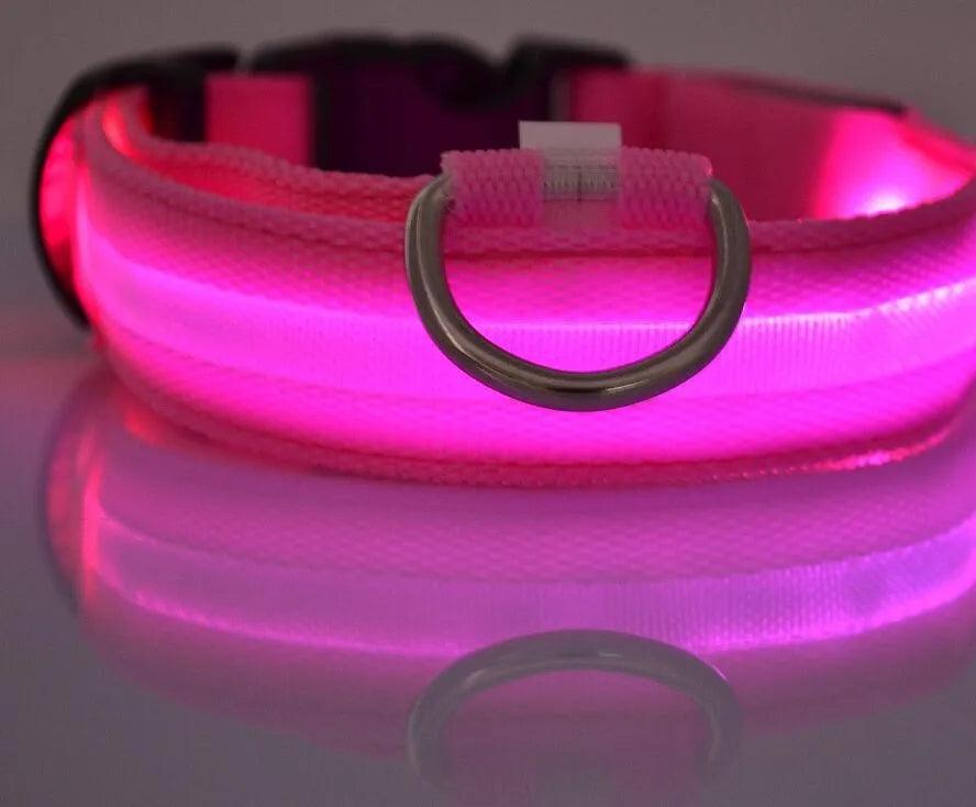 YUDODO Nylon LED Pet Dog Collars for animals Night Safety Flashing Glow Dog Leash Dogs Luminous Fluorescent Collars Pet Supplies - petguardiansupplies