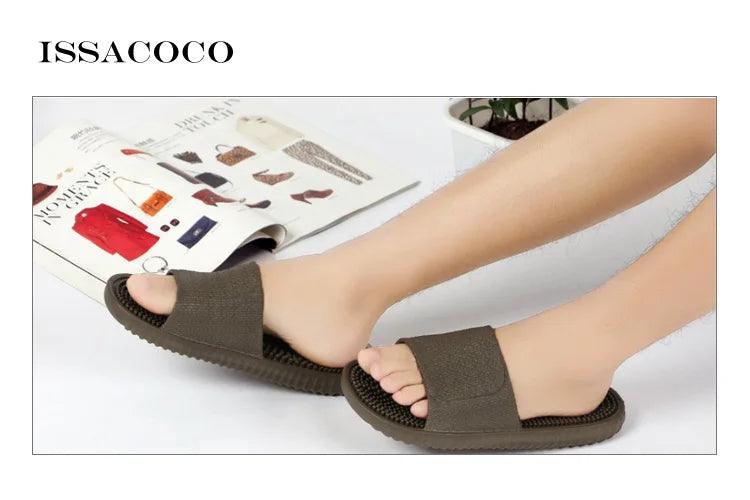 ISSACOCO Men's Flat Indoor Massage Slippers Men Home Non-slip Massage Slippers Zapatos Hombre Beach Flip Flops Men's Slides - petguardiansupplies