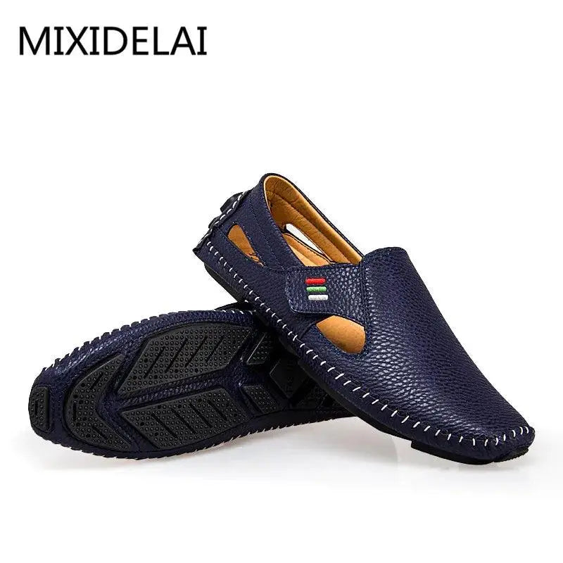 MIXIDELAI Fashion Moccasins For Men Loafers Summer Walking Breathable Casual Shoes Men Hook&loop Driving Boats Men Shoes Flats - petguardiansupplies