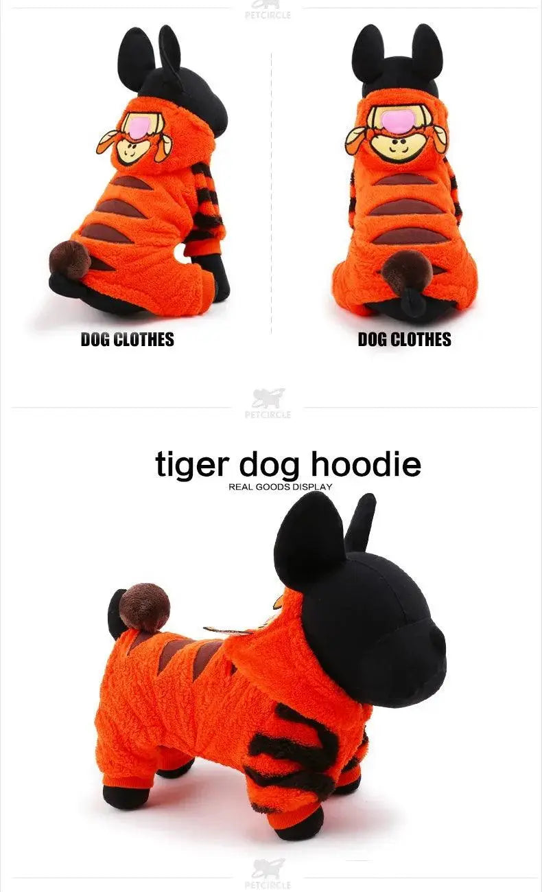 Petcircle New Hot Sale Pet Dog Clothes Tiger Dog Winter Coats Warm Dog Hoodies For Chihuahua Small And Large Dog Costumes - petguardiansupplies