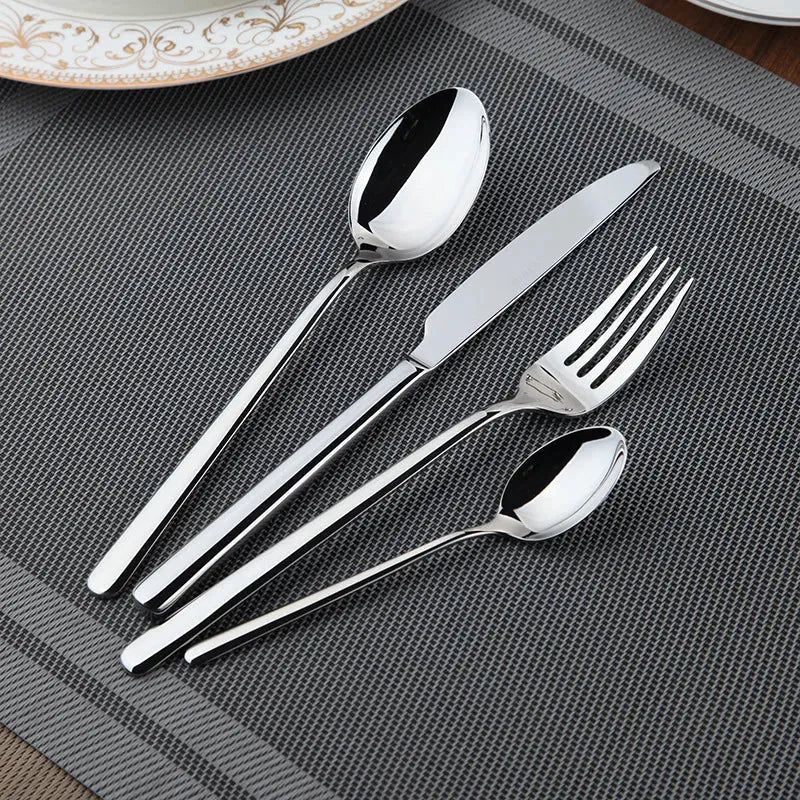 Cozy Zone 24 Pieces Cutlery Set Stainless Steel Tableware Western Dinnerware Set Classic Dinner Set Knife Fork Restaurant Dining - petguardiansupplies