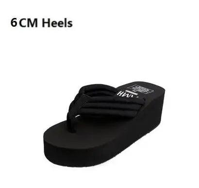 Summer New Arrival Women Chunky Sandals Super High Heels Wedges Flip Flops Lady Pure Color Water Taiwan Shoes Plus Size 40 41 - petguardiansupplies