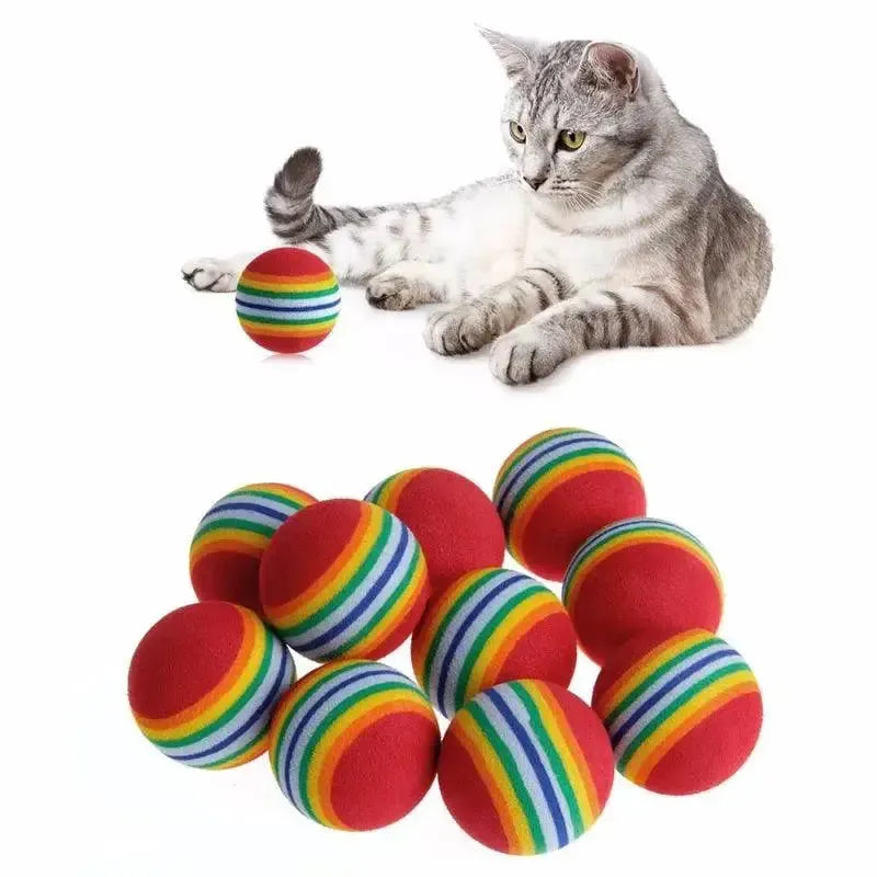 10Pcs Colorful Cat Toy Ball Interactive Cat Toys Play Chewing Rattle Scratch Natural Foam Ball Training Pet Supplies - petguardiansupplies