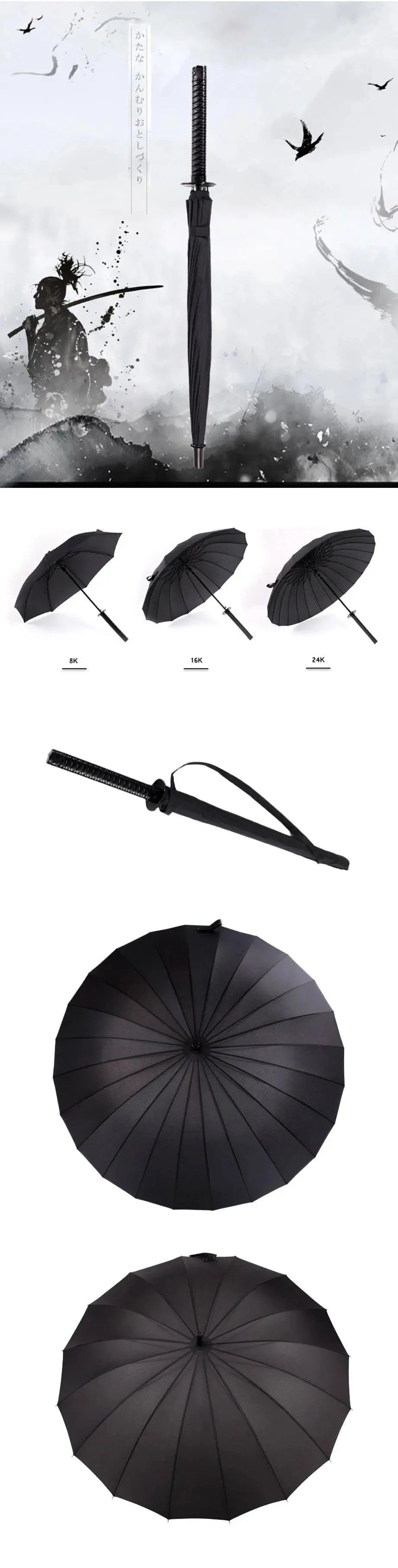 Creative Long Handle Large Windproof Samurai Sword Umbrella Japanese Ninja-like Sun Rain Straight Umbrellas Automatic Open - petguardiansupplies