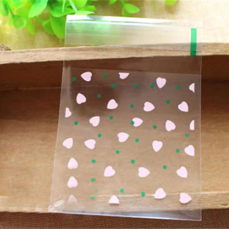 50Pcs/lot Cute Heart Theme Candy Cookie Bags Wedding Birthday Party Candy Buscuit Packaging Bag Christmas Plastic Gift Bags - petguardiansupplies