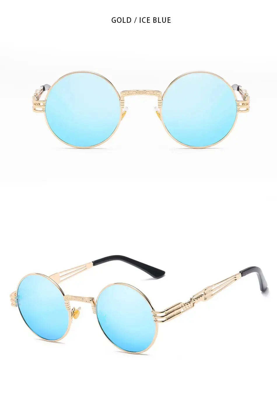 Fashion Retro Round Metal Sunglasses for Men and Women - Double Spring Leg Colourful Eyewear UV400 - petguardiansupplies