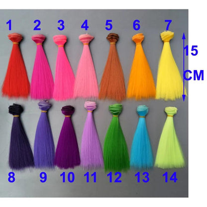 1pcs Doll Hair 15cm 25cm Pink Yellow Purple Green Blue Color Straight Doll Wigs for Russian Handmade Diy Accessory - petguardiansupplies