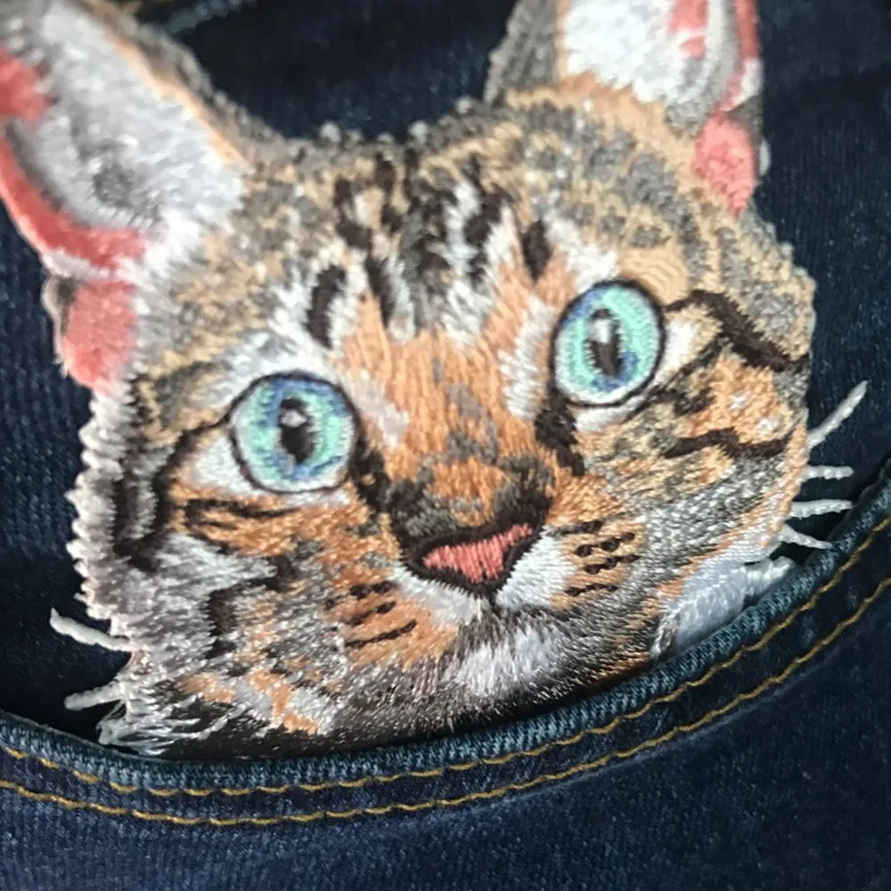 1PC cat patches for clothing iron embroidered patch applique iron on patches accessories badge stickers on clothes Jeans bags - petguardiansupplies