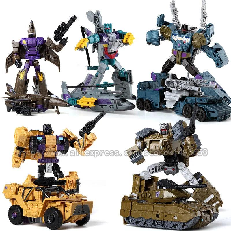 Haizhixing 5 IN 1 Transformation Robot Car Toys Anime Devastator Aircraft Tank Model KO Boys Truck Collection Kid Adult Gift - petguardiansupplies