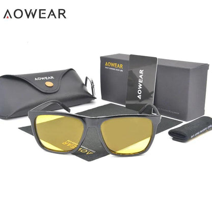 AOWEAR HD Night Vision Glasses Men Aluminium Yellow Lens Sunglasses Men Polarized Night Safe Driving Goggles Oculos Gafas De Sol - petguardiansupplies