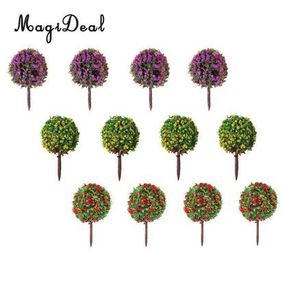 MagiDeal 30Pcs/Lot Mixed 3 Colors Flower Model Train Trees Ball Shaped Scenery Landscape 1/100 Scale for Railway Road Kids Toy - petguardiansupplies