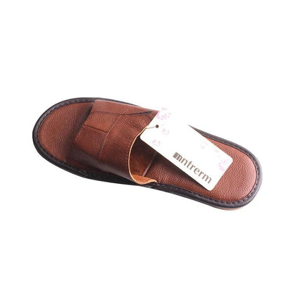 2022 New Leather Slippers Men Home Furnishing Indoor Floor Classic Footwear Casual Slides Leather Sandalias Zapatos Hombre - petguardiansupplies