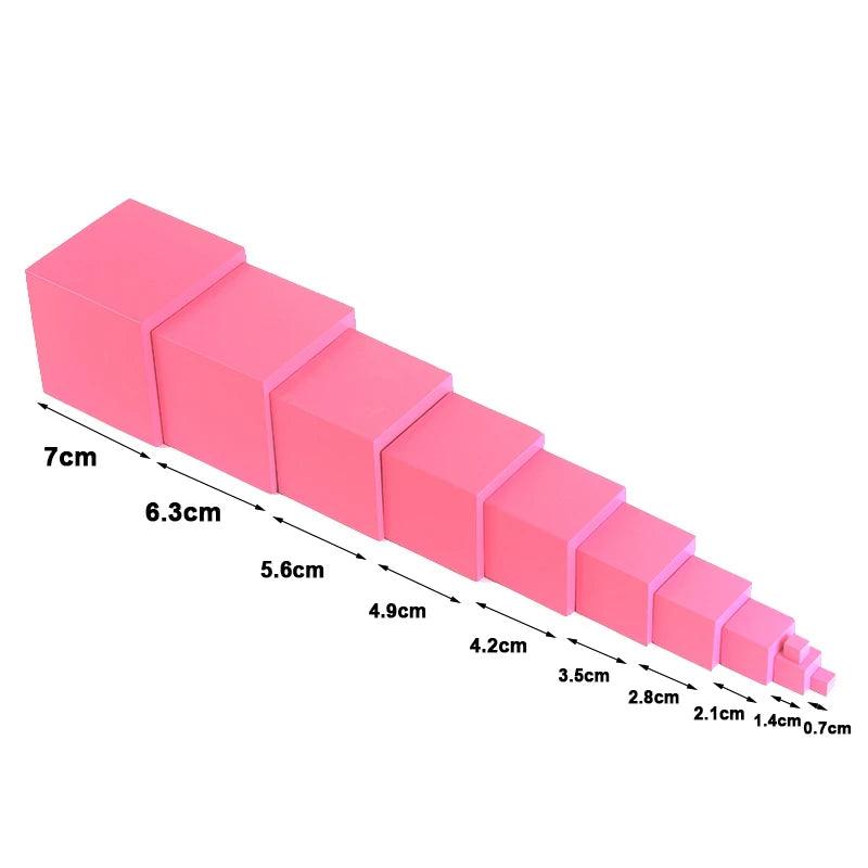 Montessori Materials Pink Tower with 10Pcs Stand Cards 0.7-7CM Early Childhood Education Preschool Kids Toys Brinquedos Juguetes - petguardiansupplies