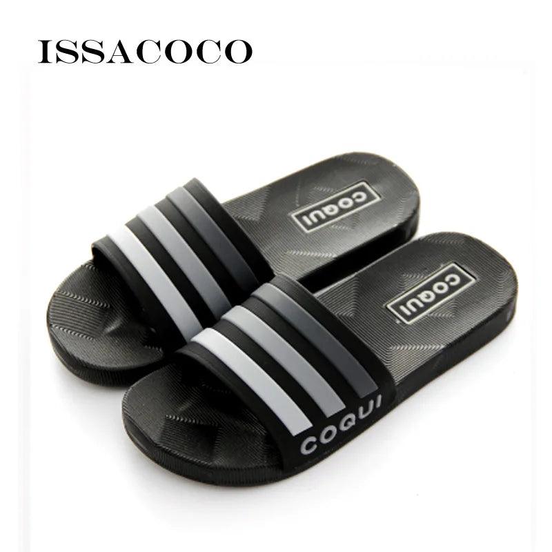 ISSACOCO Men's Flat Indoor Massage Slippers Men Home Non-slip Massage Slippers Zapatos Hombre Beach Flip Flops Men's Slides - petguardiansupplies