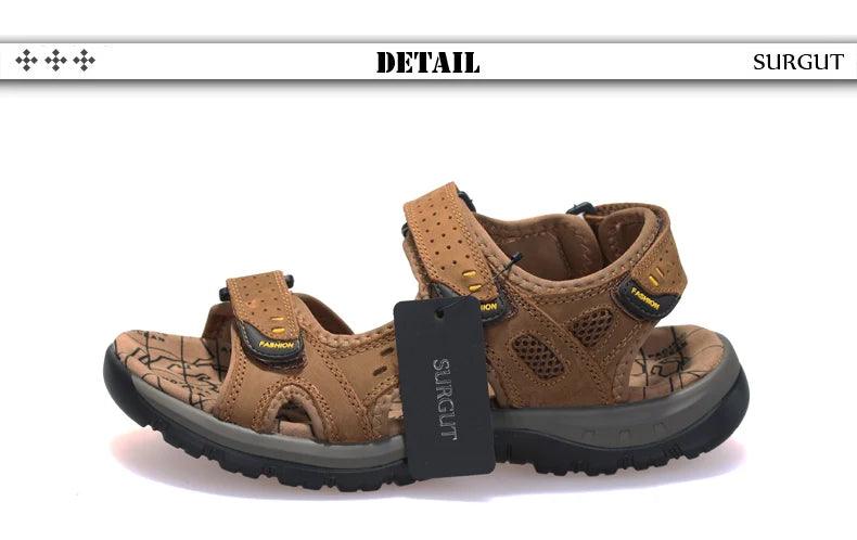 SURGUT Hot Sale New Fashion Summer Leisure Beach Men Shoes High Quality Leather Sandals The Big Yards Men's Sandals Size 38-48 - petguardiansupplies