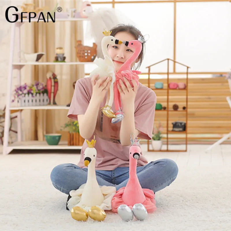 1pc Beautiful Skirt Swan White&Pink Color Super Lovely Animal Stuffed&Plush Baby Cotton Toys Party Doll For Children Girls Kids - petguardiansupplies