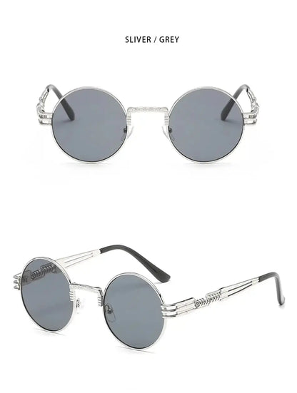 Fashion Retro Round Metal Sunglasses for Men and Women - Double Spring Leg Colourful Eyewear UV400 - petguardiansupplies