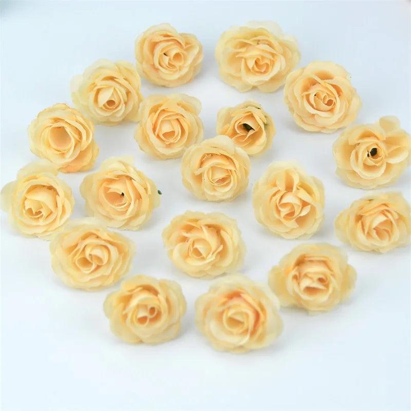 10/50/100pcs 2.5cm Mini Silk Artificial Rose Flower Heads For Wedding Party Home Decoration DIY Accessories Fake Flowers Craft - petguardiansupplies