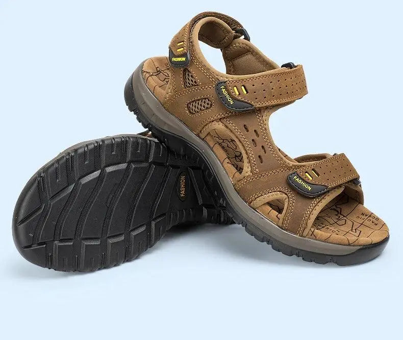 New Fashion Summer Leisure Men Shoes Beach Sandals High Quality Genuine Leather Sandals Soft Large Size Men's Sandals Size 38-48 - petguardiansupplies