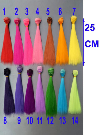 1pcs Doll Hair 15cm 25cm Pink Yellow Purple Green Blue Color Straight Doll Wigs for Russian Handmade Diy Accessory - petguardiansupplies