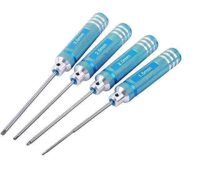 RC Tools 4 pcs hex screw driver set titanium plating hardened 1.5 2.0 2.5 3.0mm screwdriver For RC helicopter Boat Car toys - petguardiansupplies