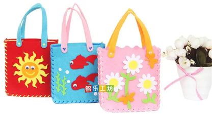 4Pcs Children Cartoon Non-woven Handicraft Toys Kids Handmade Bag DIY Animal Flower Handbags Crafts Art Sewing Toy Craft Decor - petguardiansupplies