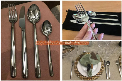 Cozy Zone 24 Pieces Cutlery Set Stainless Steel Tableware Western Dinnerware Set Classic Dinner Set Knife Fork Restaurant Dining - petguardiansupplies