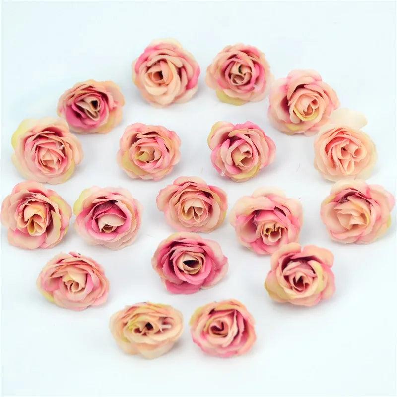 10/50/100pcs 2.5cm Mini Silk Artificial Rose Flower Heads For Wedding Party Home Decoration DIY Accessories Fake Flowers Craft - petguardiansupplies