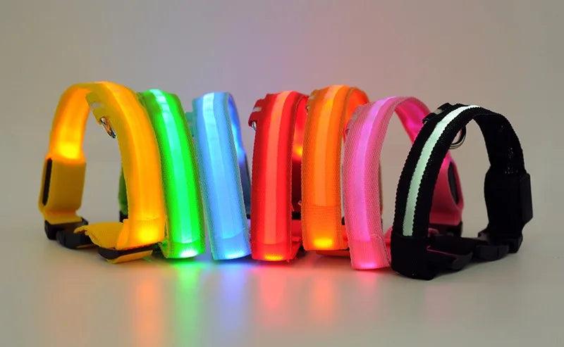 YUDODO Nylon LED Pet Dog Collars for animals Night Safety Flashing Glow Dog Leash Dogs Luminous Fluorescent Collars Pet Supplies - petguardiansupplies