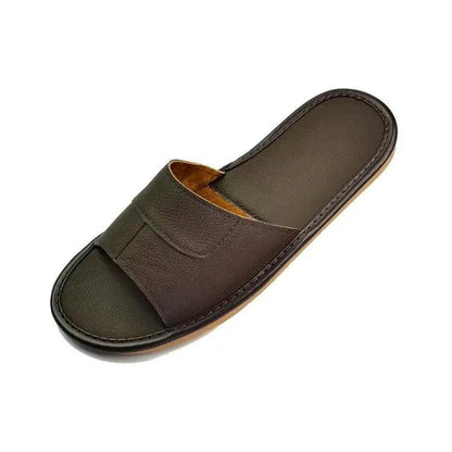 2022 New Leather Slippers Men Home Furnishing Indoor Floor Classic Footwear Casual Slides Leather Sandalias Zapatos Hombre - petguardiansupplies