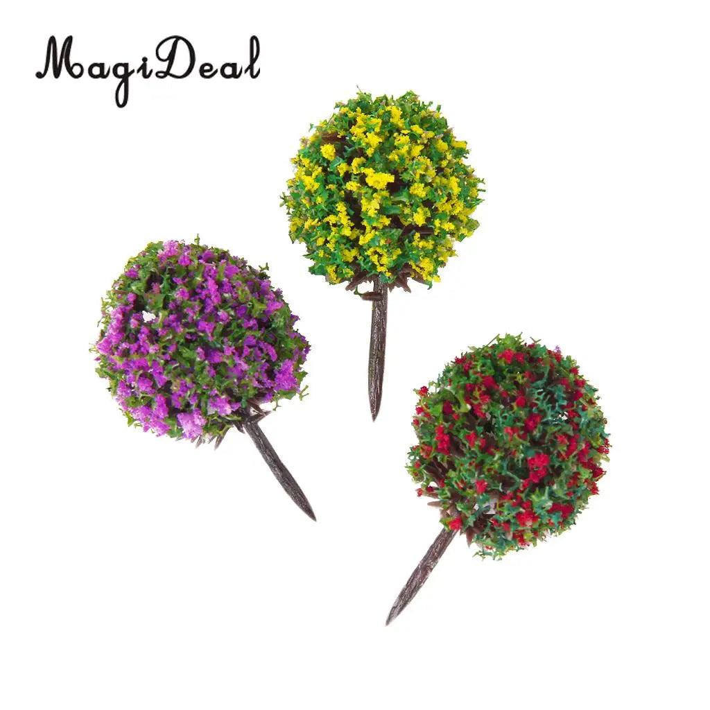 MagiDeal 30Pcs/Lot Mixed 3 Colors Flower Model Train Trees Ball Shaped Scenery Landscape 1/100 Scale for Railway Road Kids Toy - petguardiansupplies