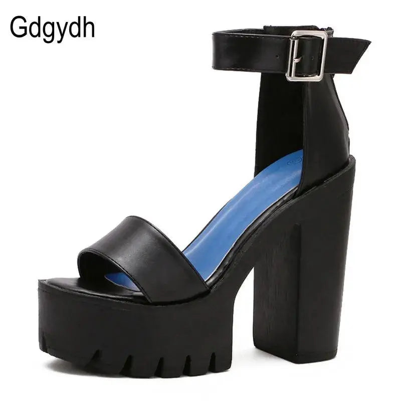 Gdgydh Summer Ankle Strap Sandal Shoes for Women High Heels Sandals Platform Back Zipper Sandals Fashion Party Model Show Pumps - petguardiansupplies