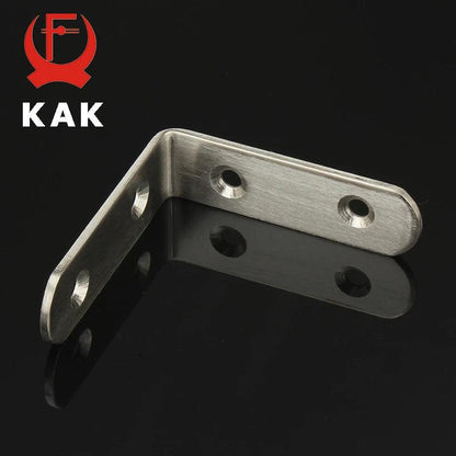 KAK 10PCS Stainless Steel Angle Corner Brackets Fasteners Protector Seven Size Corner Stand Supporting Furniture Hardware - petguardiansupplies