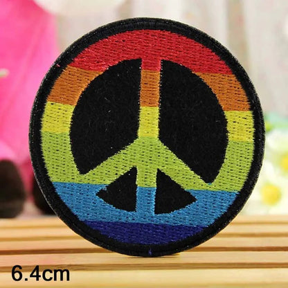 No War Embroidered Peace And Love Iron On Moon Clothes Patches for Clothing Antiwar Michael Jackson MJ OLODUM t shirt Women Men - petguardiansupplies