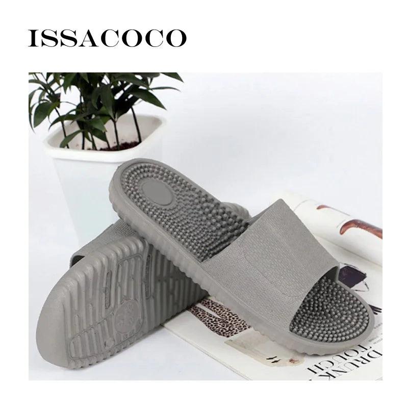 ISSACOCO Men's Flat Indoor Massage Slippers Men Home Non-slip Massage Slippers Zapatos Hombre Beach Flip Flops Men's Slides - petguardiansupplies