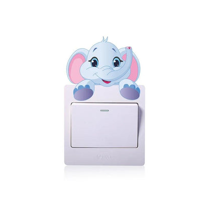 Cartoon Cute Elephant Kitten Panda Socket Switch Wall Sticker Vinyl Decals For Home Decor Lovely Animals Stickers Removable - petguardiansupplies