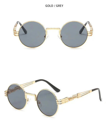 Fashion Retro Round Metal Sunglasses for Men and Women - Double Spring Leg Colourful Eyewear UV400 - petguardiansupplies