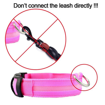 YUDODO Nylon LED Pet Dog Collars for animals Night Safety Flashing Glow Dog Leash Dogs Luminous Fluorescent Collars Pet Supplies - petguardiansupplies