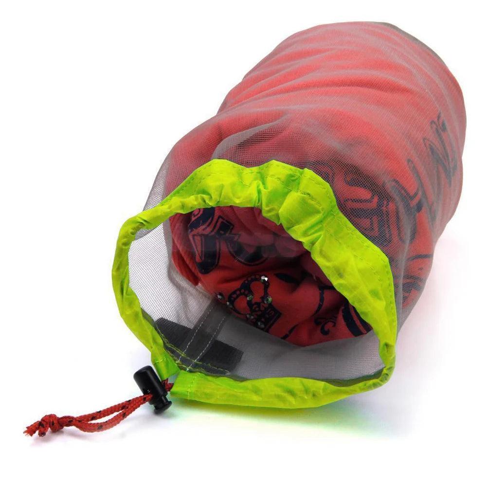 Portable Travel Camping Sports Ultralight Mesh Storage Bag Stuff Sack Drawstring Outdoor Camping Travel Storage Bag Outdoor Tool - petguardiansupplies