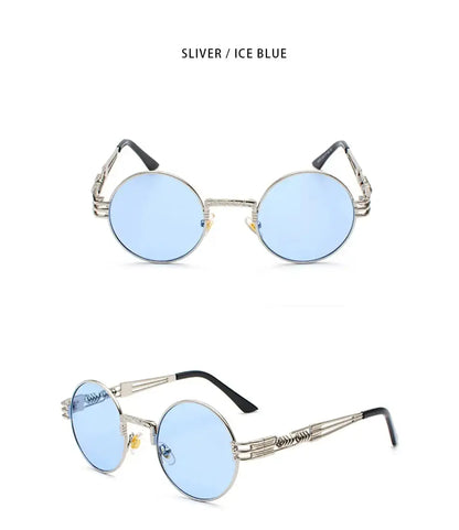 Fashion Retro Round Metal Sunglasses for Men and Women - Double Spring Leg Colourful Eyewear UV400 - petguardiansupplies