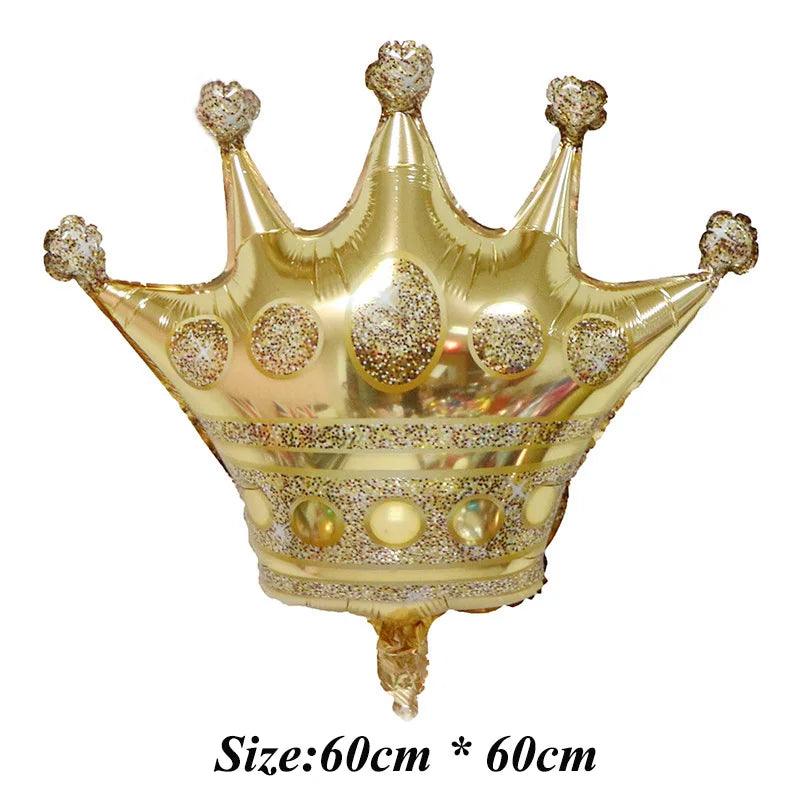 1pc Large Size Gold Crown Foil Balloons Prince Princess Baby Shower First Birthday Bachelorette Party Decorations Photo Props - petguardiansupplies