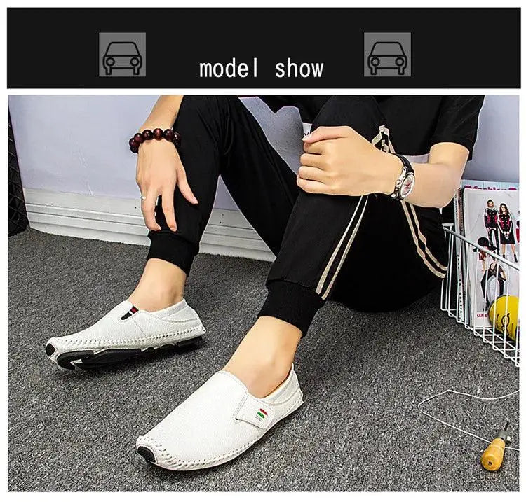 MIXIDELAI Fashion Moccasins For Men Loafers Summer Walking Breathable Casual Shoes Men Hook&loop Driving Boats Men Shoes Flats - petguardiansupplies