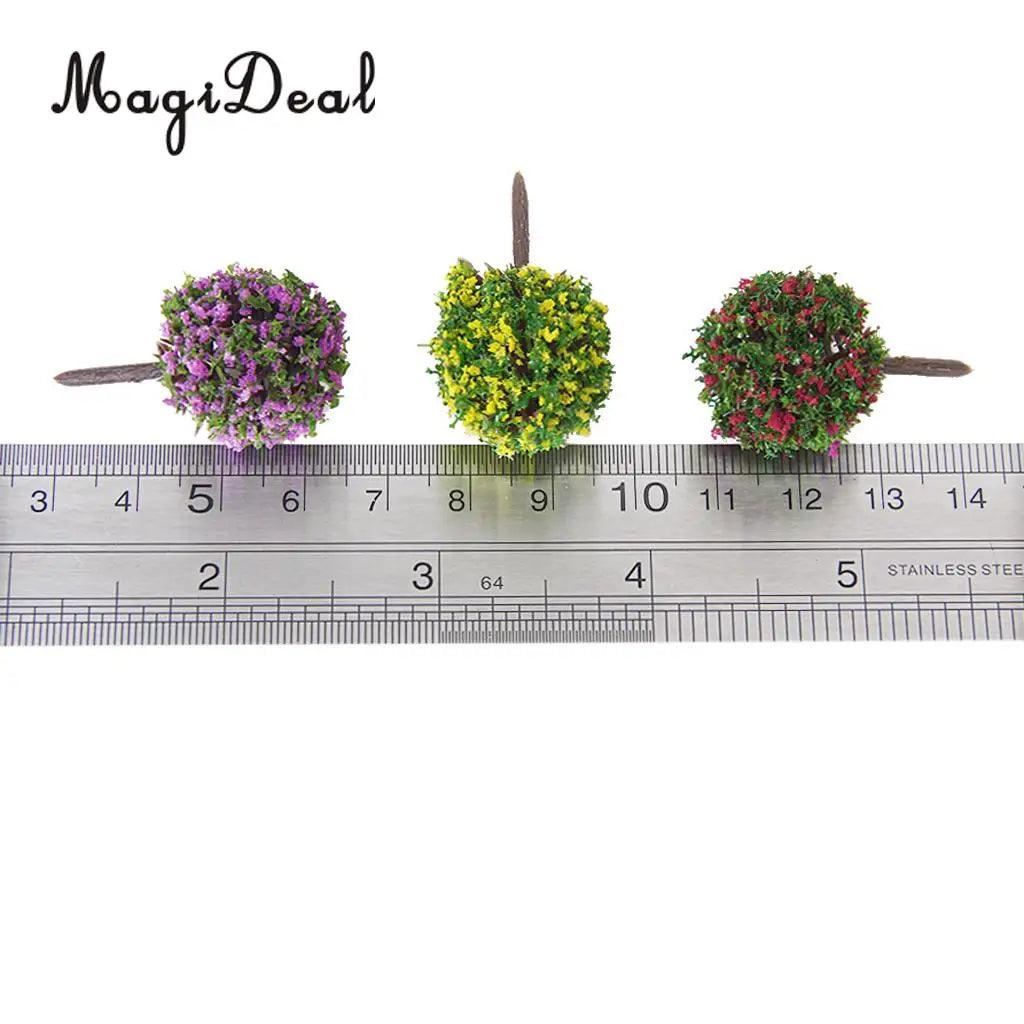 MagiDeal 30Pcs/Lot Mixed 3 Colors Flower Model Train Trees Ball Shaped Scenery Landscape 1/100 Scale for Railway Road Kids Toy - petguardiansupplies