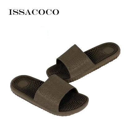 ISSACOCO Men's Flat Indoor Massage Slippers Men Home Non-slip Massage Slippers Zapatos Hombre Beach Flip Flops Men's Slides - petguardiansupplies