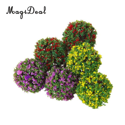 MagiDeal 30Pcs/Lot Mixed 3 Colors Flower Model Train Trees Ball Shaped Scenery Landscape 1/100 Scale for Railway Road Kids Toy - petguardiansupplies