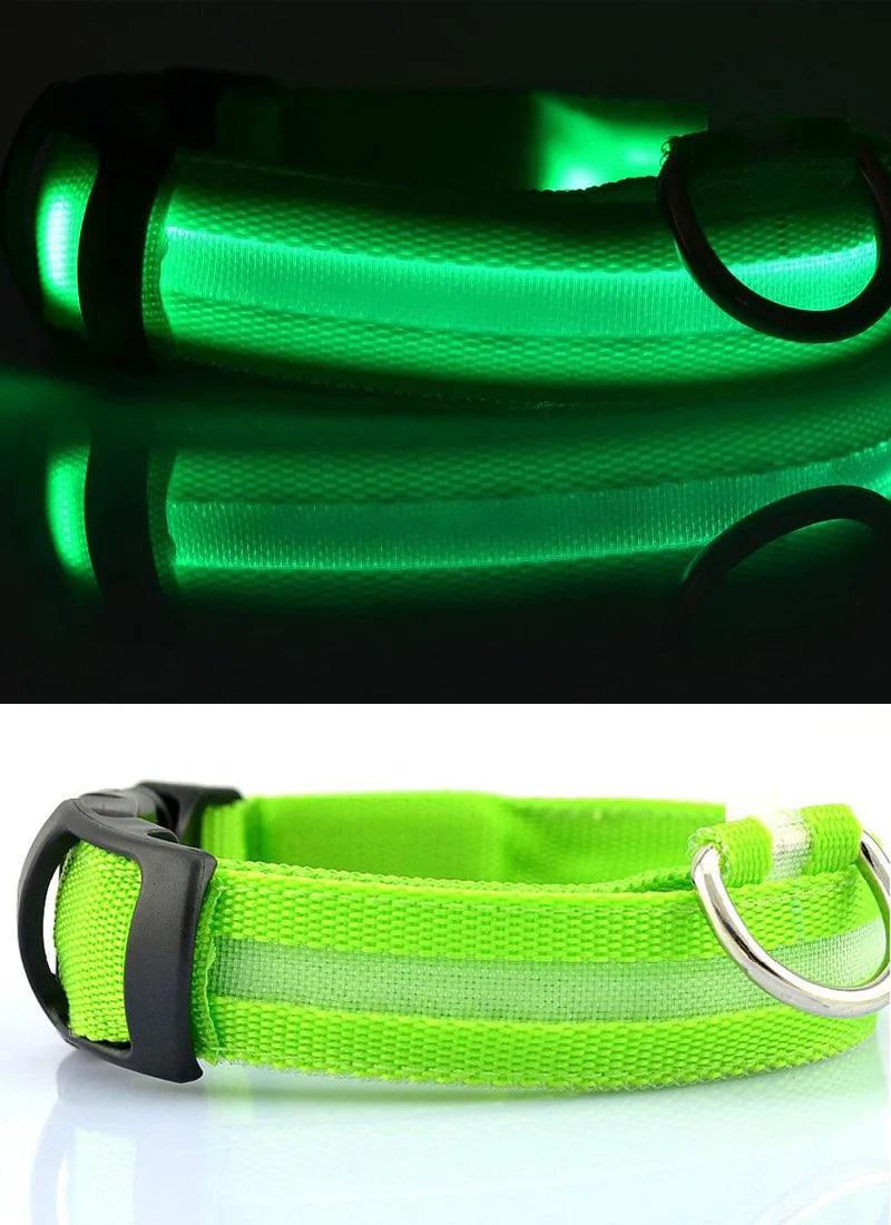 YUDODO Nylon LED Pet Dog Collars for animals Night Safety Flashing Glow Dog Leash Dogs Luminous Fluorescent Collars Pet Supplies - petguardiansupplies