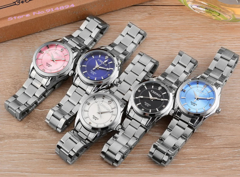 6 Colors CHENXI Brand Watch Luxury Women's Casual Watches Waterproof Watch Women Fashion Dress Rhinestone WristWatch CX021B - petguardiansupplies