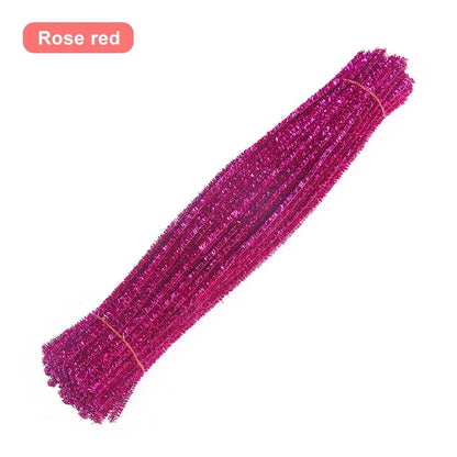 30/50/100pcs Glitter Chenille Stems Pipe Cleaners Plush Tinsel Stems Wired Sticks Kids Educational DIY Craft Supplies Toys Craft - petguardiansupplies